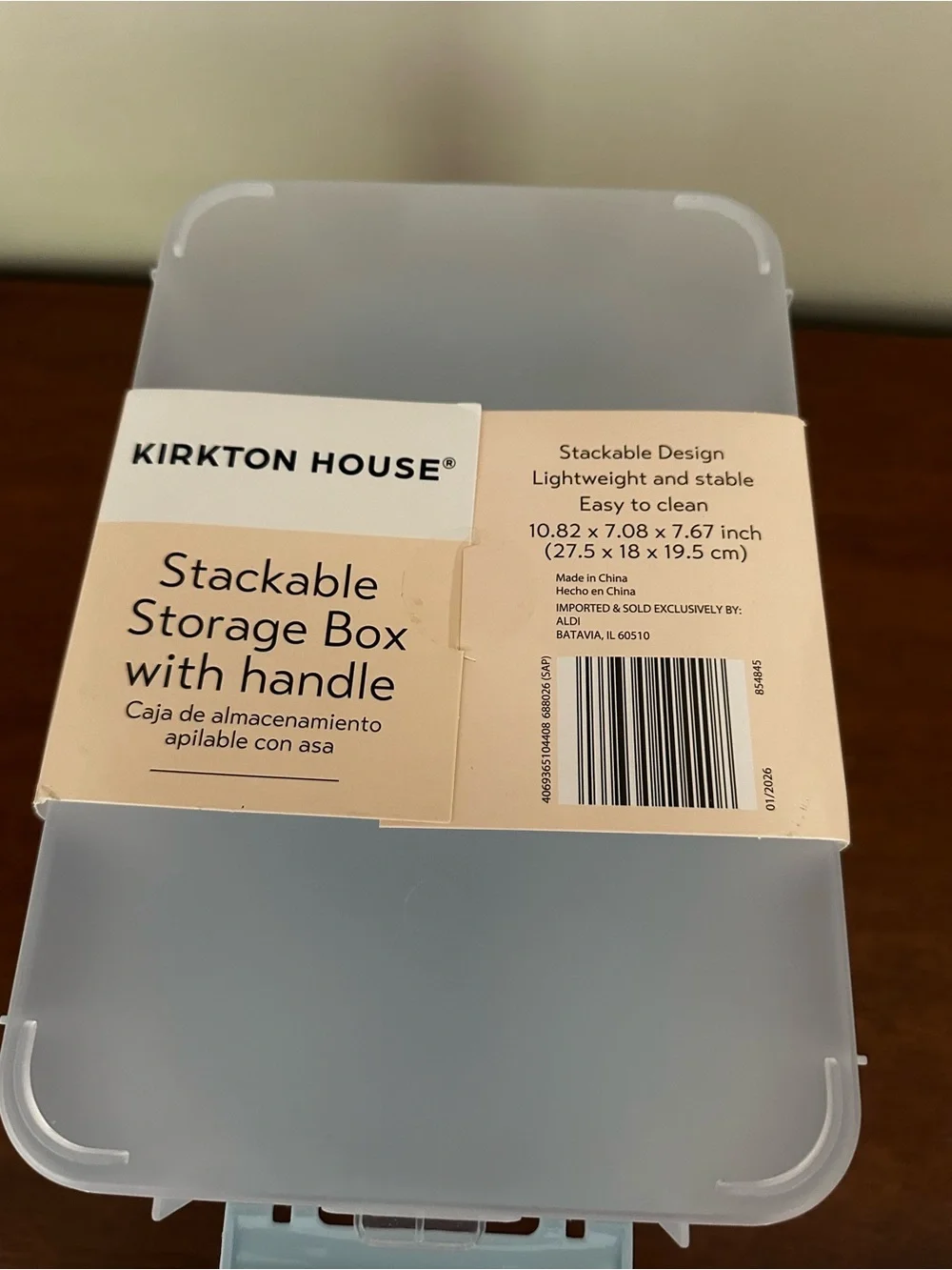 Kirkton House Stackable Storage Box w/Handle - 3 levels - Clear & Light Blue NWT